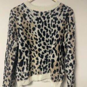 Mango Leopard Print Crew Neck Sweater Size M